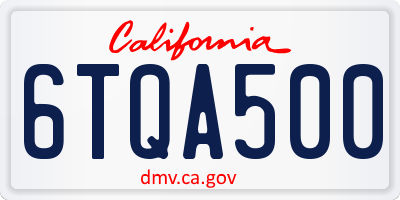 CA license plate 6TQA500