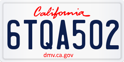 CA license plate 6TQA502