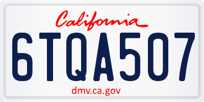 CA license plate 6TQA507