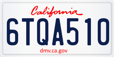 CA license plate 6TQA510