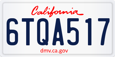 CA license plate 6TQA517