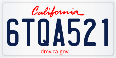 CA license plate 6TQA521