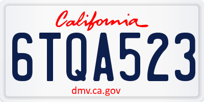CA license plate 6TQA523