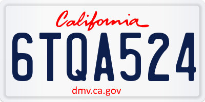 CA license plate 6TQA524