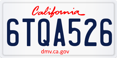 CA license plate 6TQA526