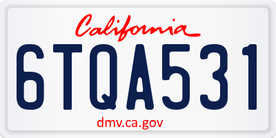 CA license plate 6TQA531