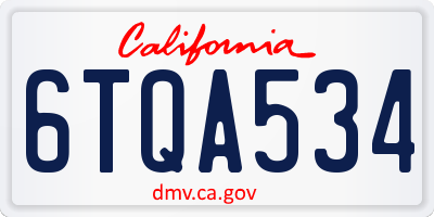 CA license plate 6TQA534