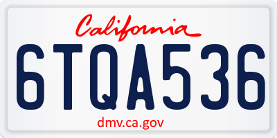 CA license plate 6TQA536