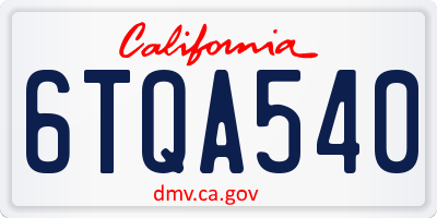 CA license plate 6TQA540