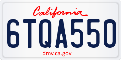 CA license plate 6TQA550