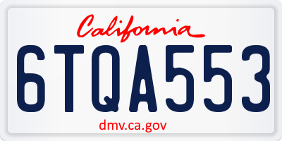 CA license plate 6TQA553