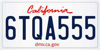 CA license plate 6TQA555