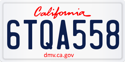 CA license plate 6TQA558