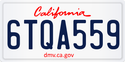 CA license plate 6TQA559