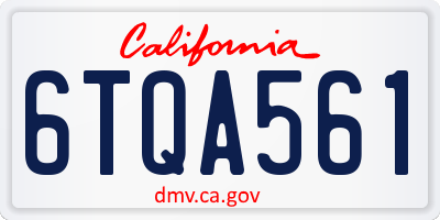 CA license plate 6TQA561