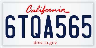 CA license plate 6TQA565