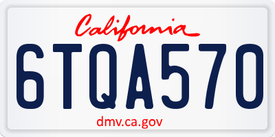 CA license plate 6TQA570