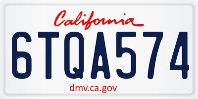 CA license plate 6TQA574