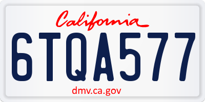 CA license plate 6TQA577