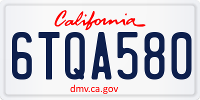 CA license plate 6TQA580