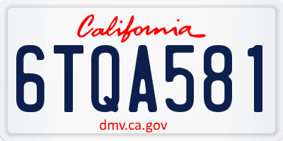 CA license plate 6TQA581