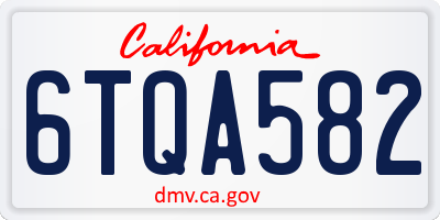 CA license plate 6TQA582