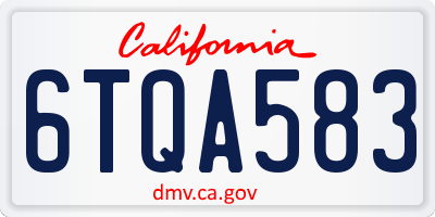 CA license plate 6TQA583