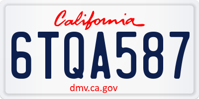 CA license plate 6TQA587