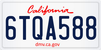 CA license plate 6TQA588