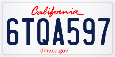 CA license plate 6TQA597