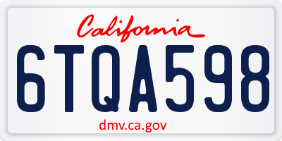 CA license plate 6TQA598