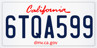 CA license plate 6TQA599