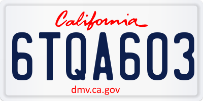 CA license plate 6TQA603