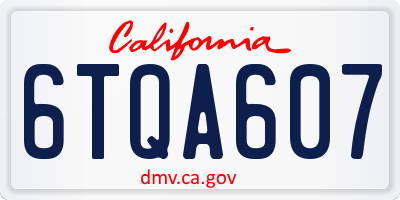 CA license plate 6TQA607