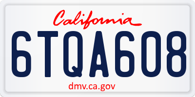 CA license plate 6TQA608