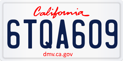 CA license plate 6TQA609