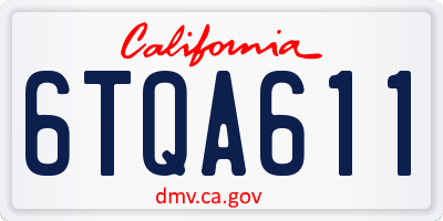 CA license plate 6TQA611