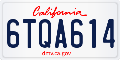 CA license plate 6TQA614