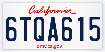 CA license plate 6TQA615