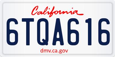 CA license plate 6TQA616
