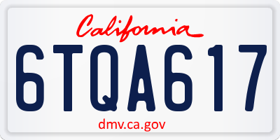 CA license plate 6TQA617