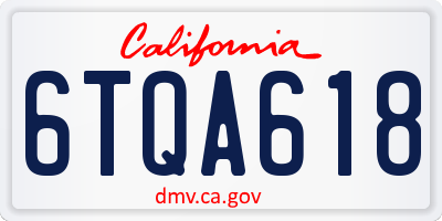 CA license plate 6TQA618