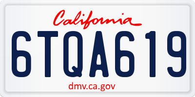 CA license plate 6TQA619