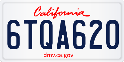 CA license plate 6TQA620