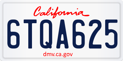 CA license plate 6TQA625