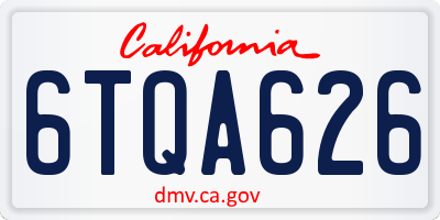 CA license plate 6TQA626