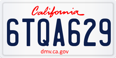 CA license plate 6TQA629