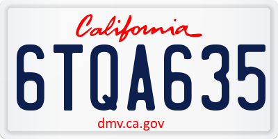 CA license plate 6TQA635