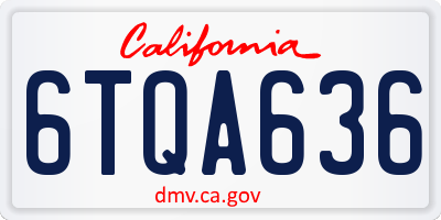CA license plate 6TQA636