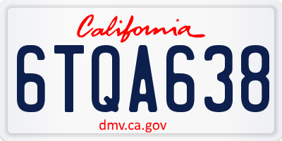 CA license plate 6TQA638